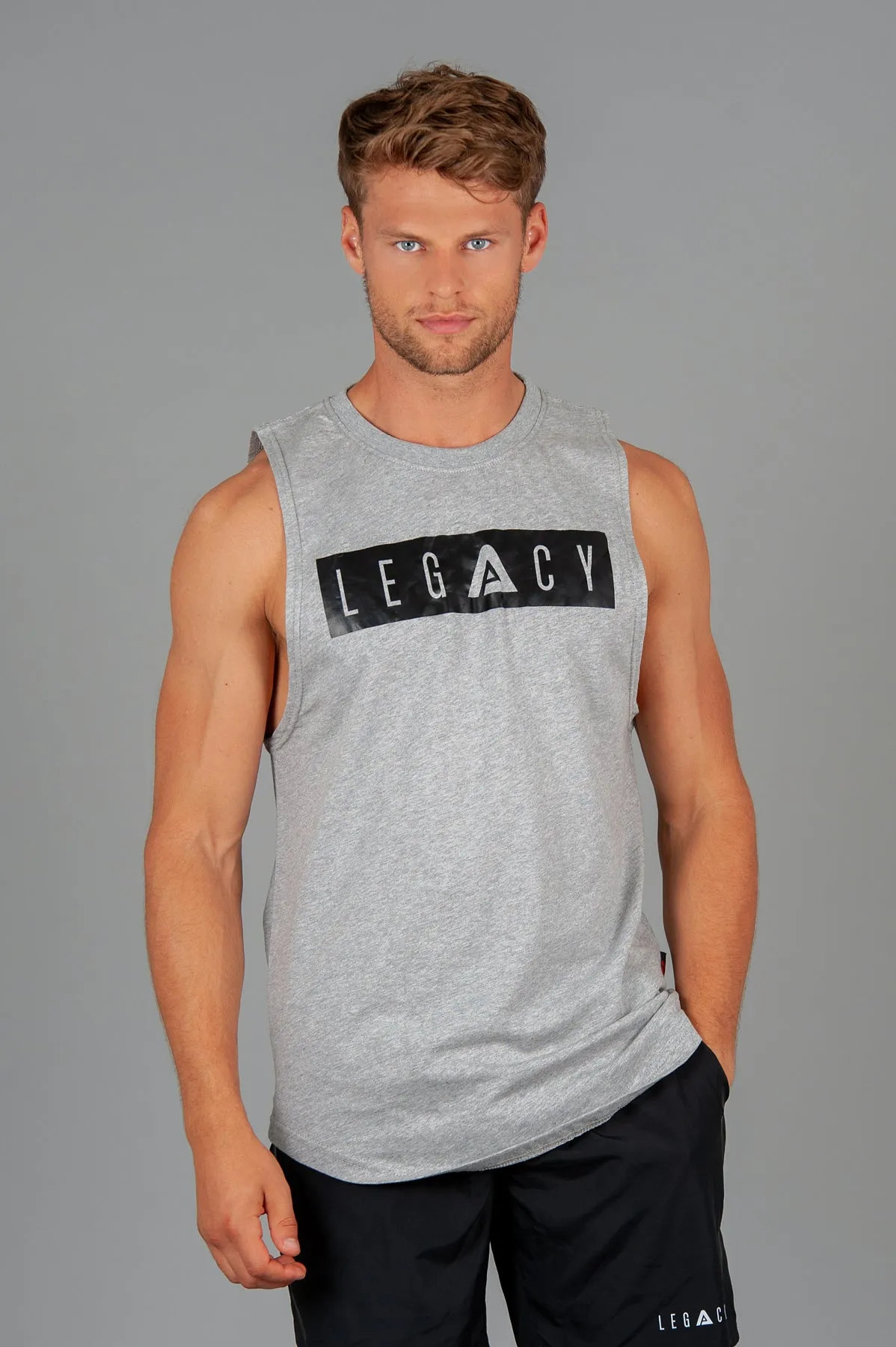 Boxed Logo Tank Grey