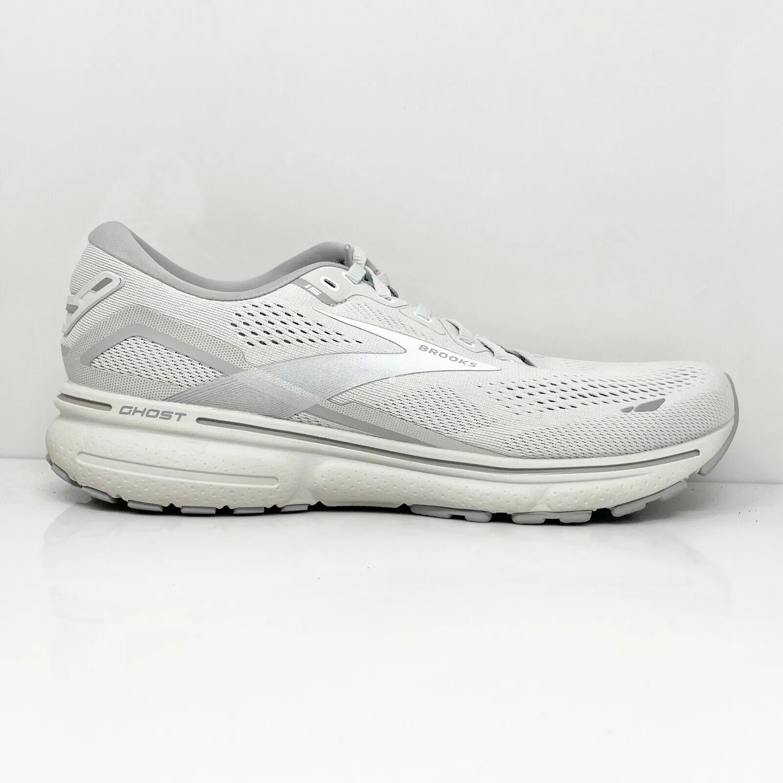 Brooks Womens Ghost 15 1203801B112 White Running Shoes Sneakers Size 11 B