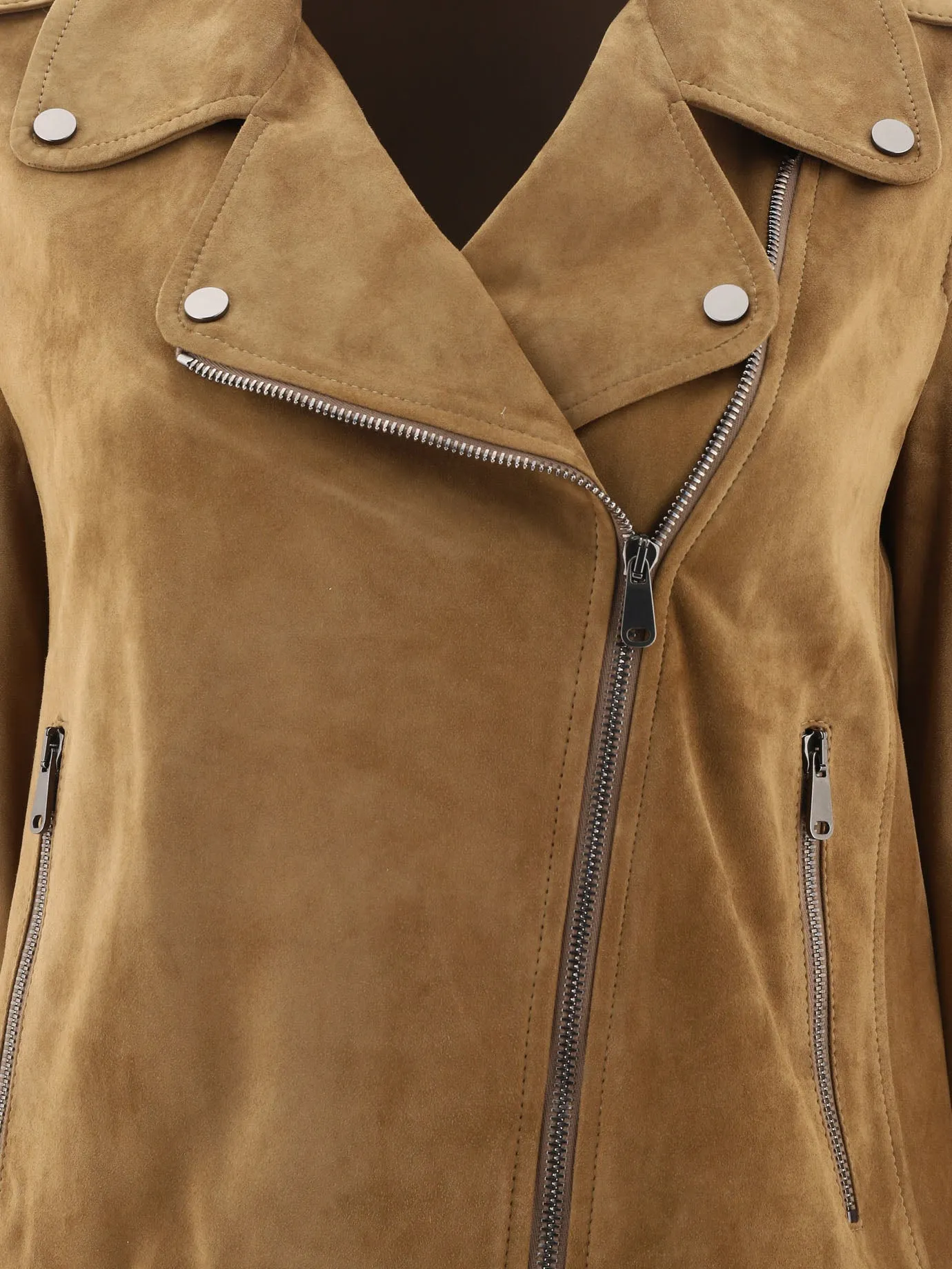 Brunello Cucinelli    Brunello Cucinelli Suede Biker Jacket With Monili