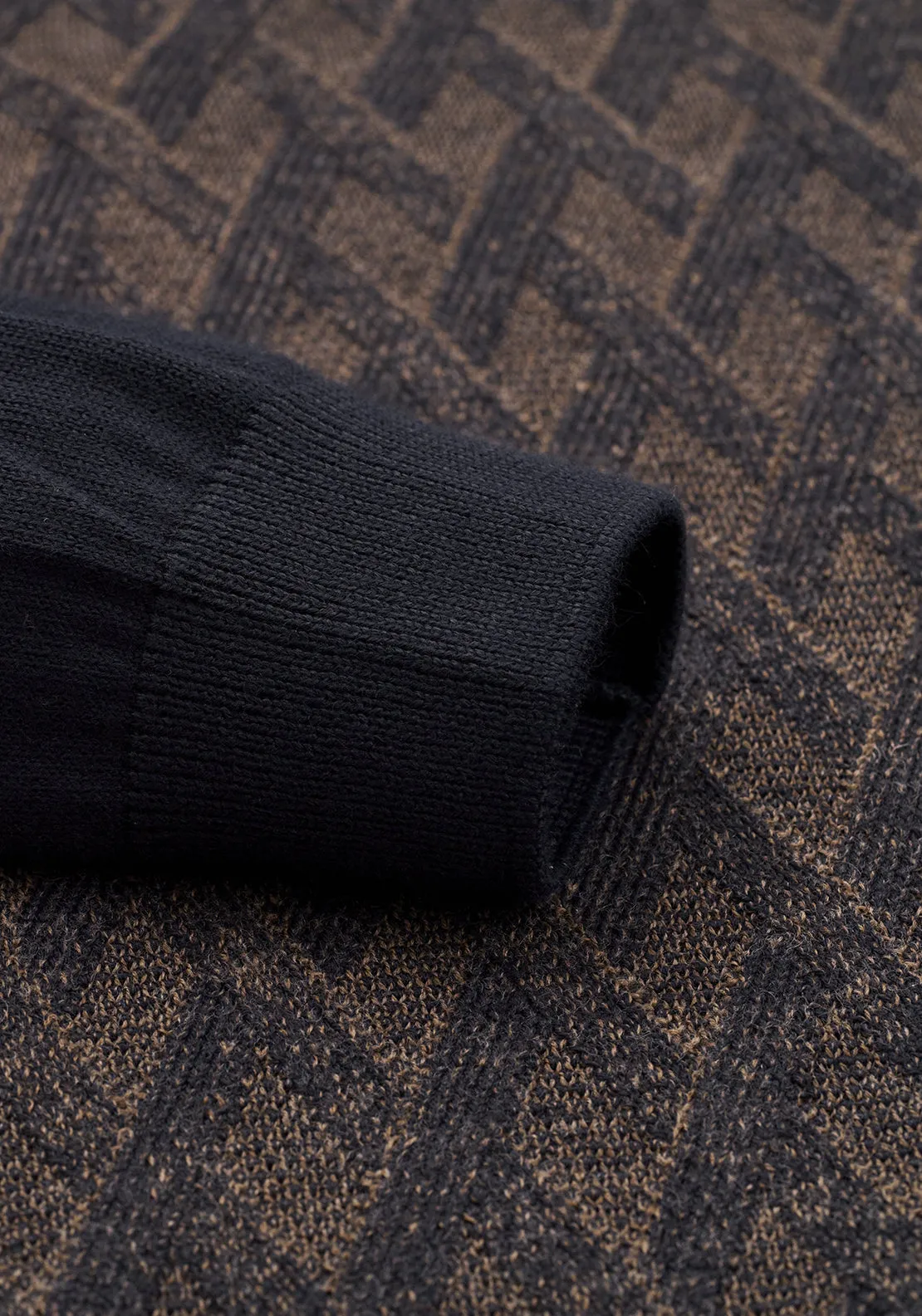 Bugatti Two Tone O Neck Knit Sweater, Navy & Brown