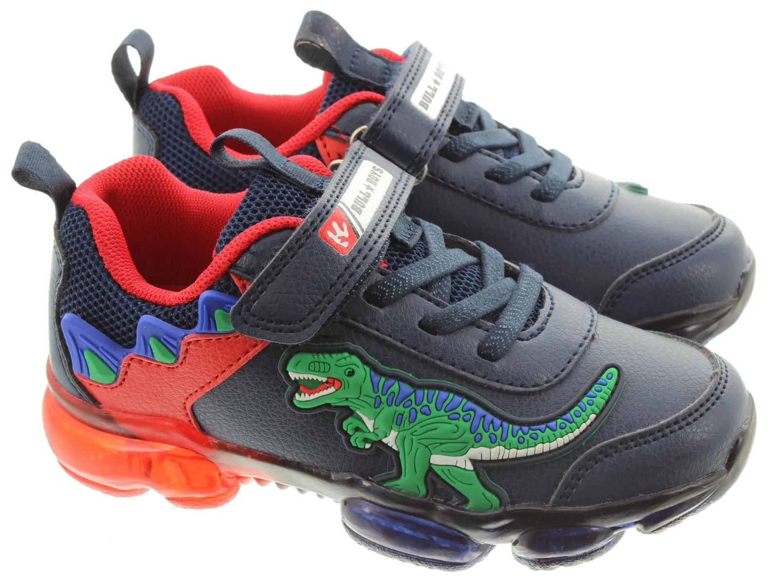BULL BOYS Kids 2208 T Rex Flashing Light Up Trainers In Blue