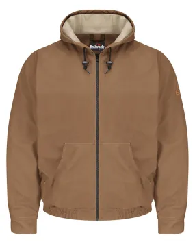 Bulwark JLH4L Men Brown Duck Hooded Jacket - EXCEL FR® ComforTouch® - Long Sizes
