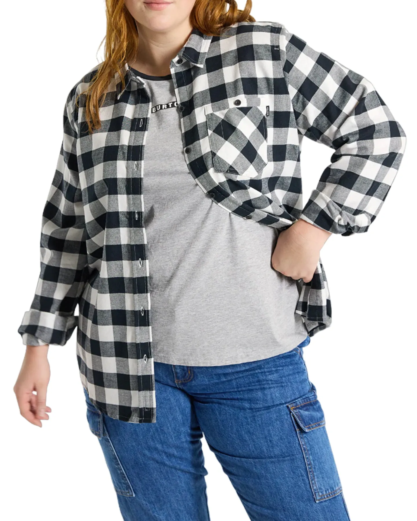 Burton Women's Favorite Long Sleeve Flannel - Stout White Buffalo Plai