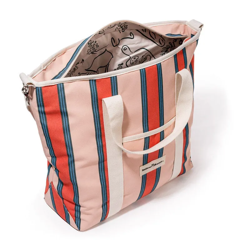 Business & Pleasure - Cooler Tote Bag - Bistro Dusty Pink Stripe-