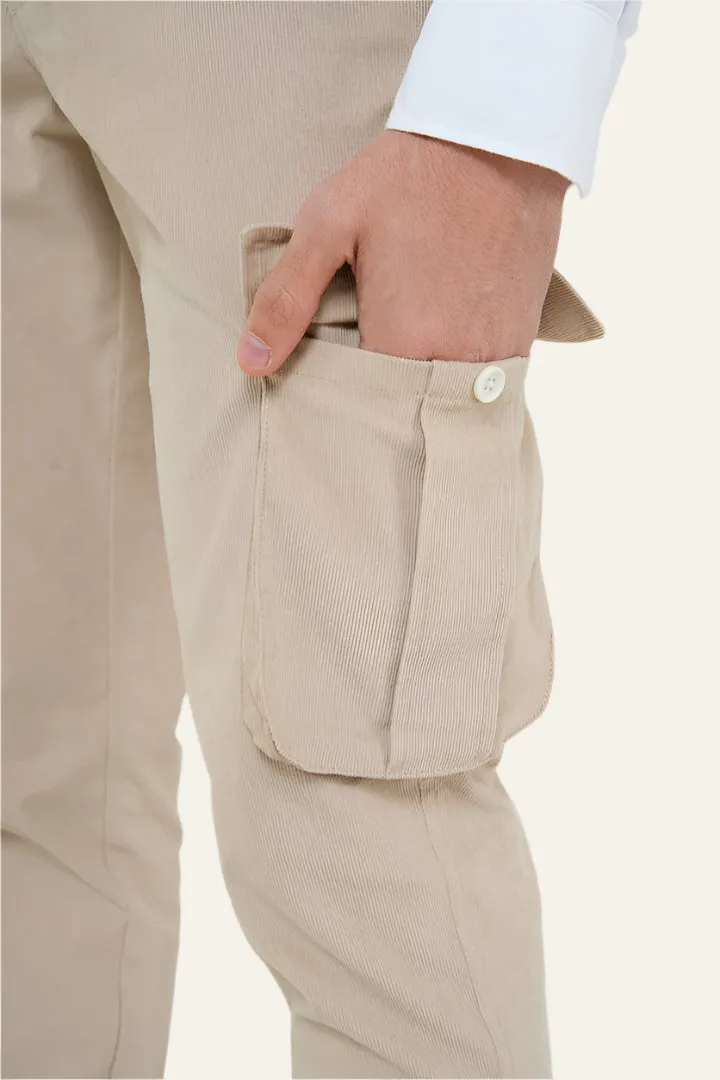 Buttercream Corduroy Stretch Cargo Pants