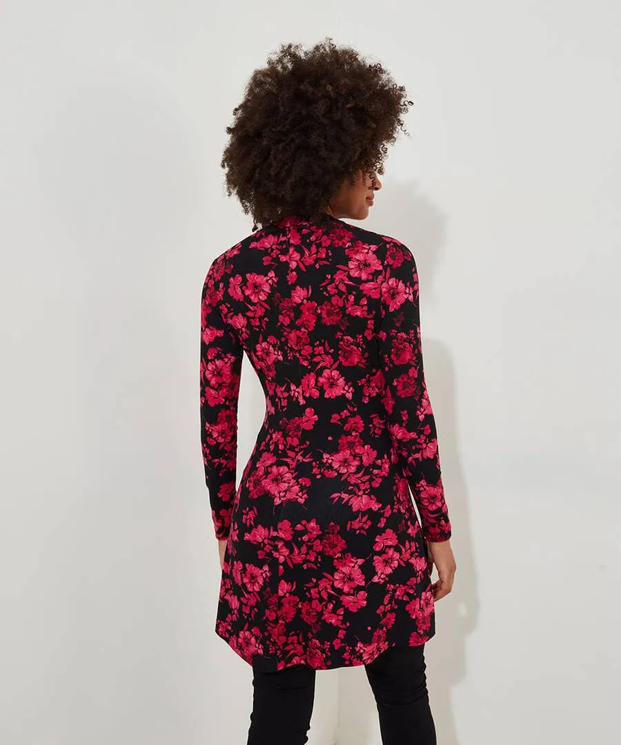 Button Detail Printed Jersey Tunic Top
