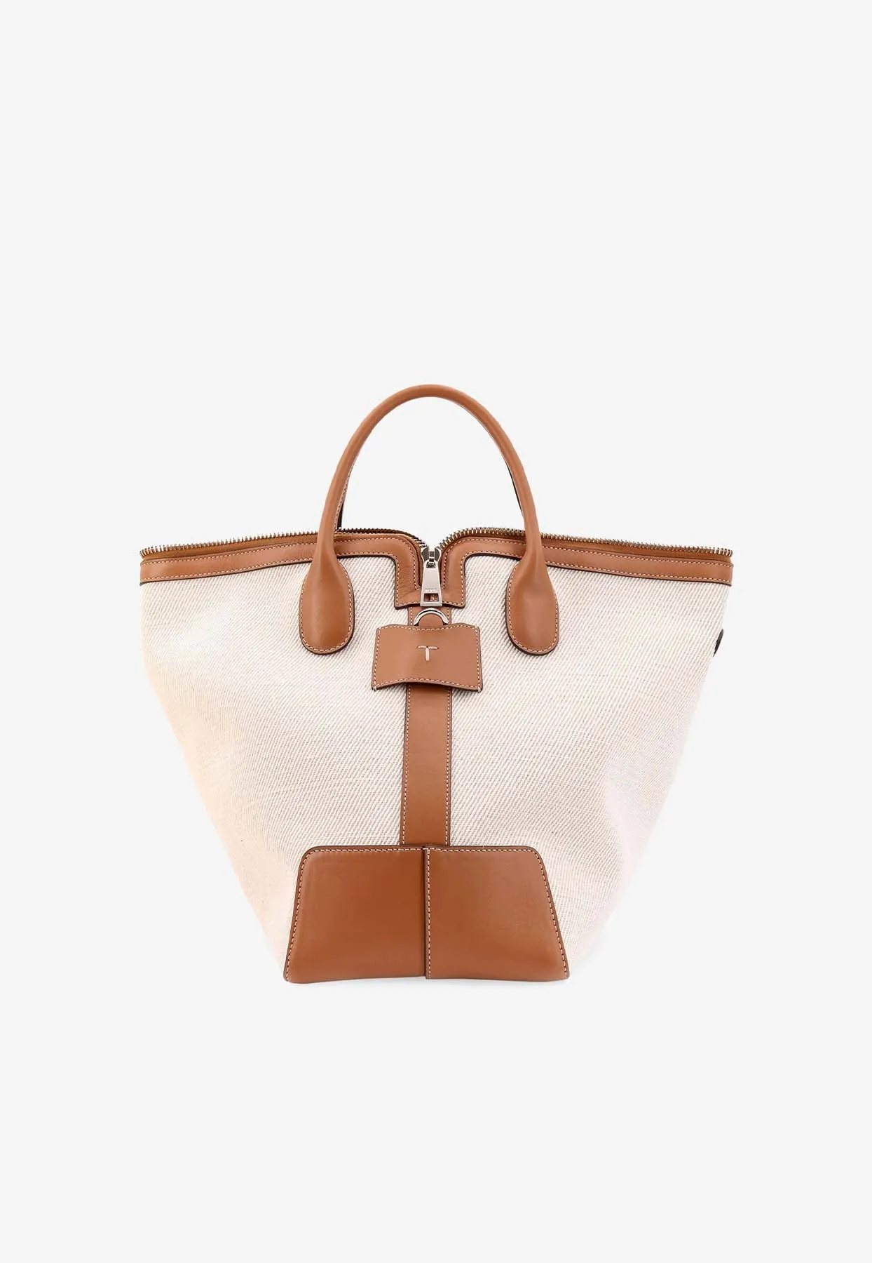 Canvas and Leather Top Handle Bag