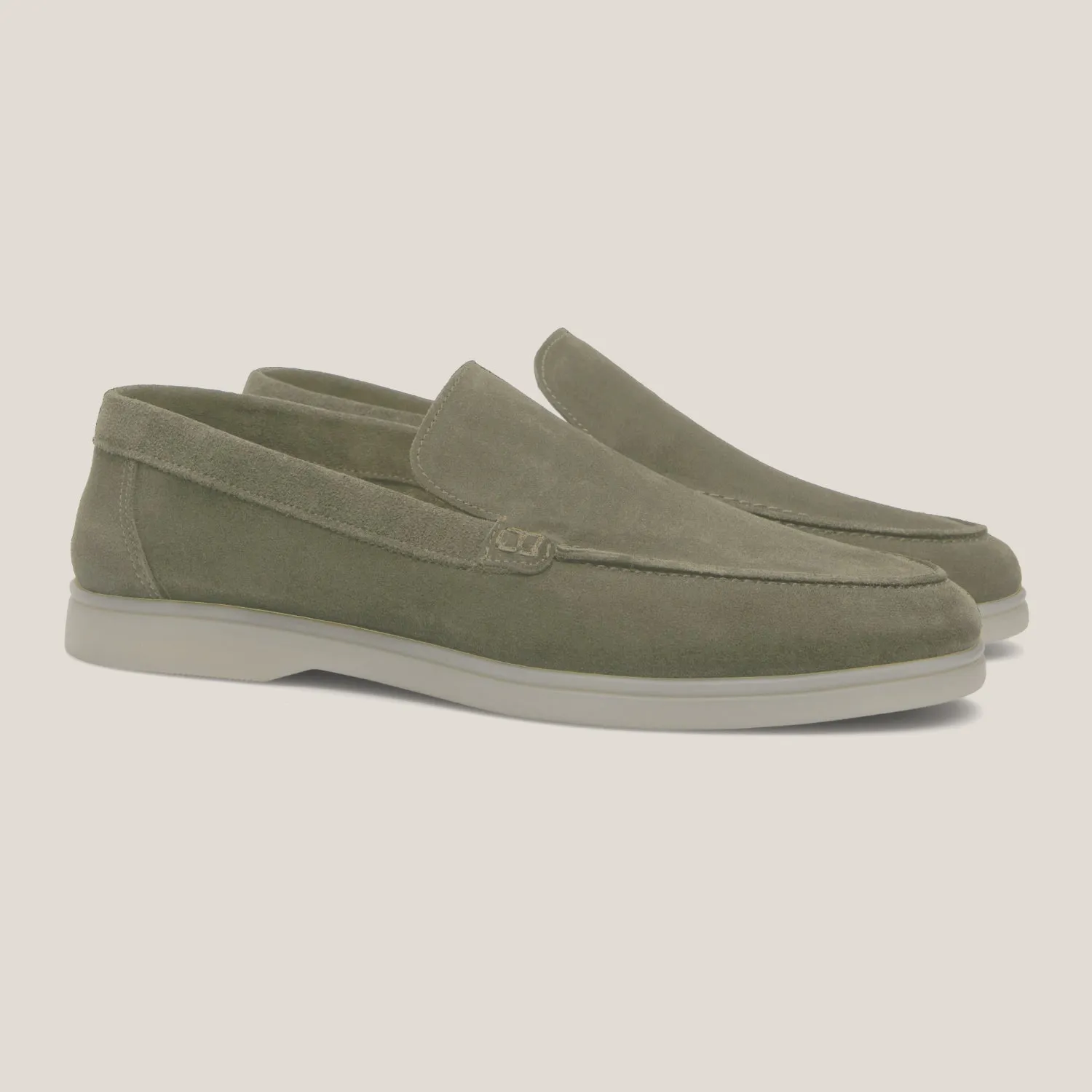 Capri Bamboo Green Suede Loafers