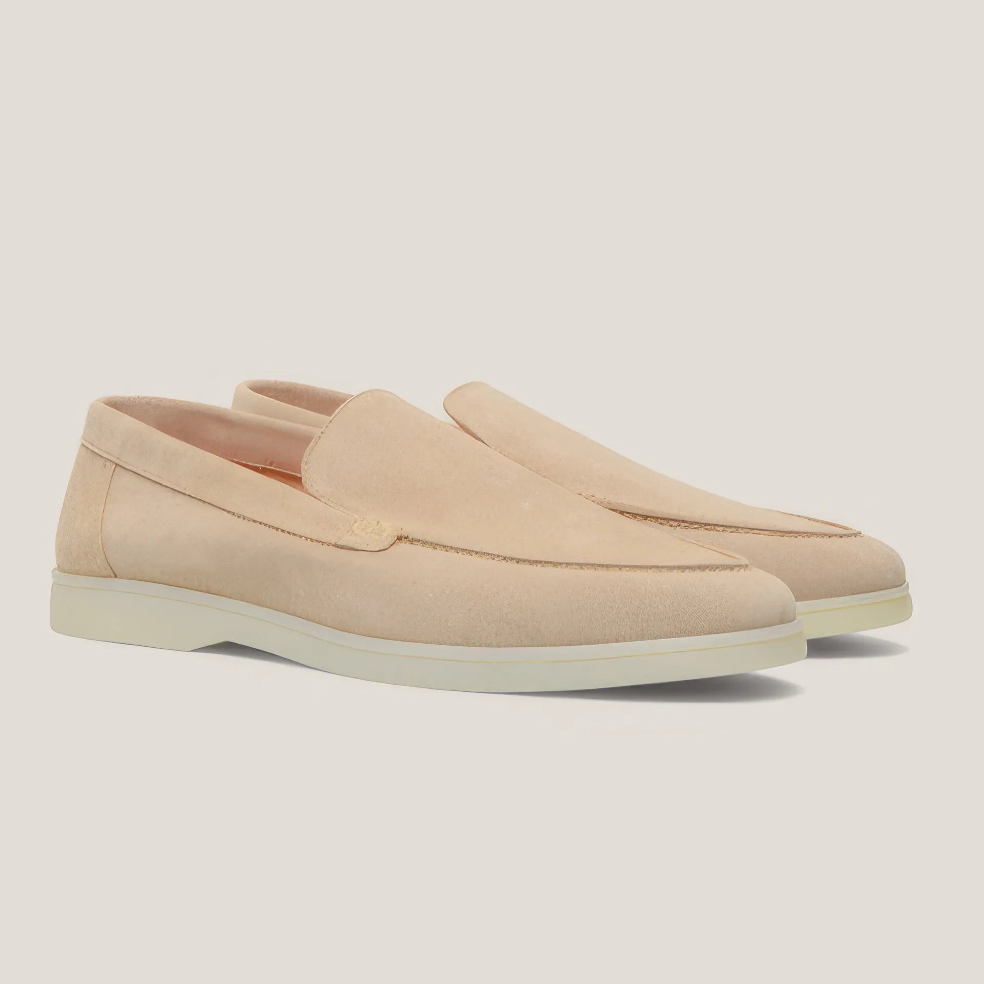 Capri Cappuccino Beige Suede Loafers