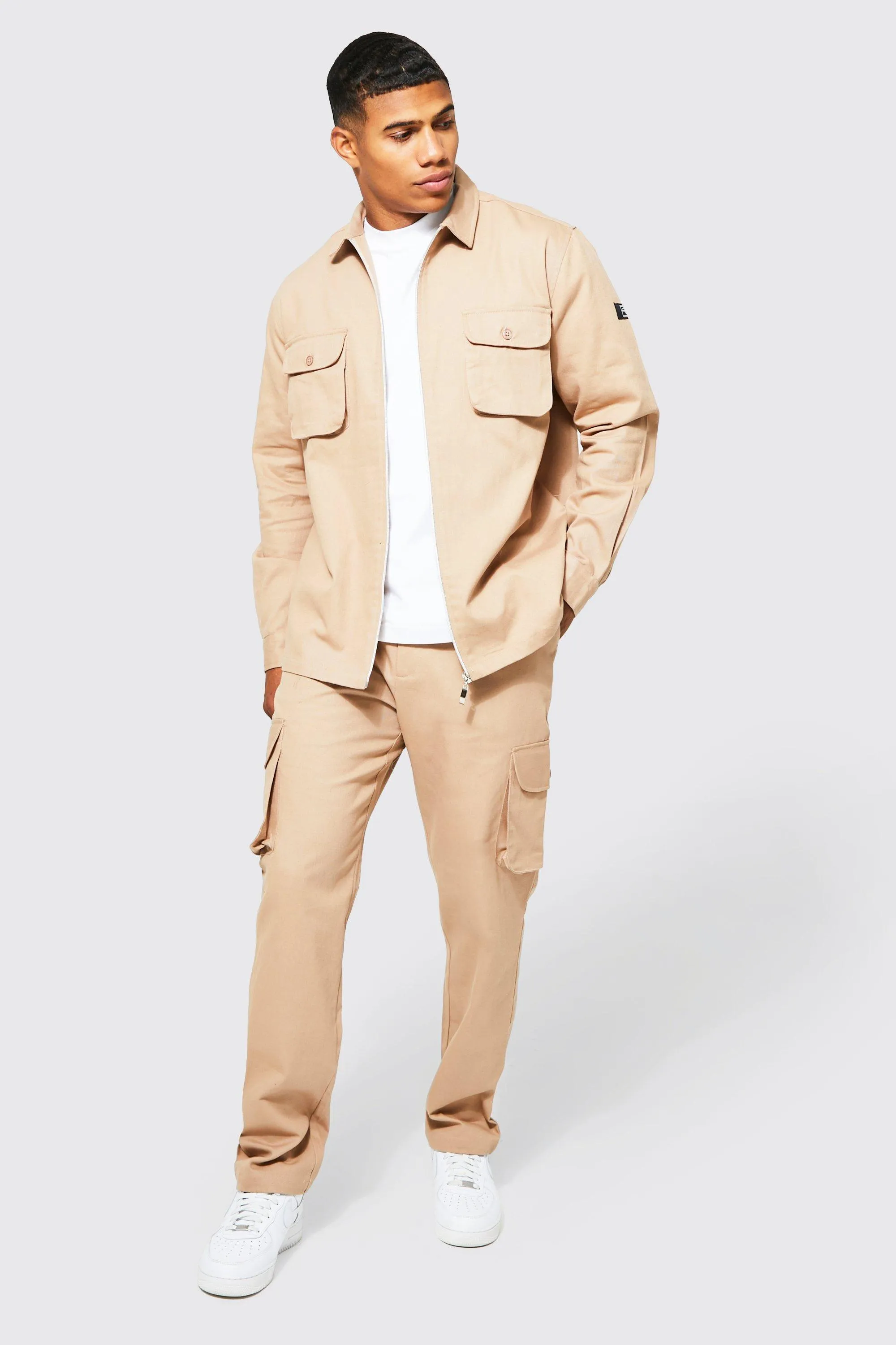 Cargo Zip Shirt And Pants Set