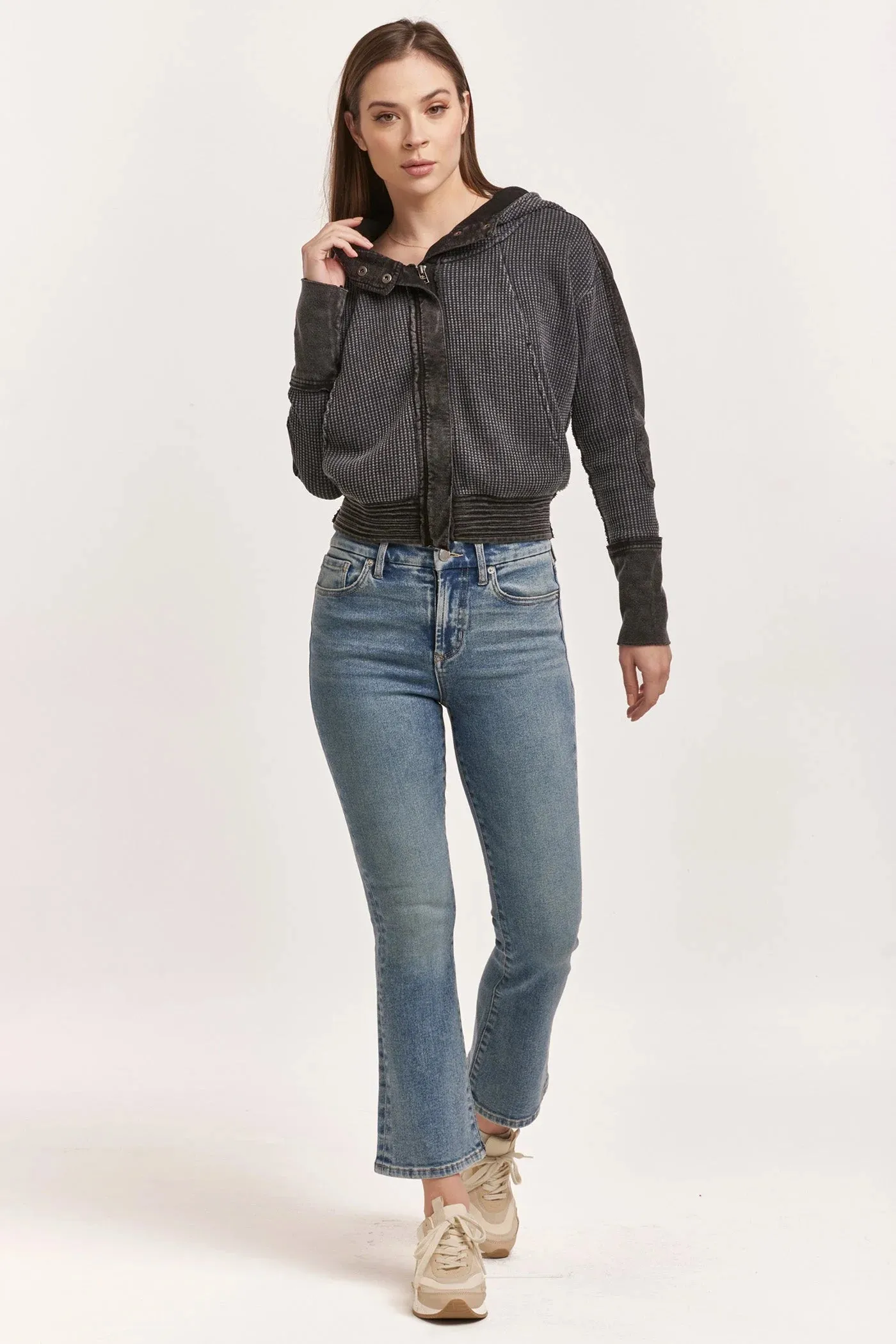 Carly Zip Up Long Sleeve Jacket - Black