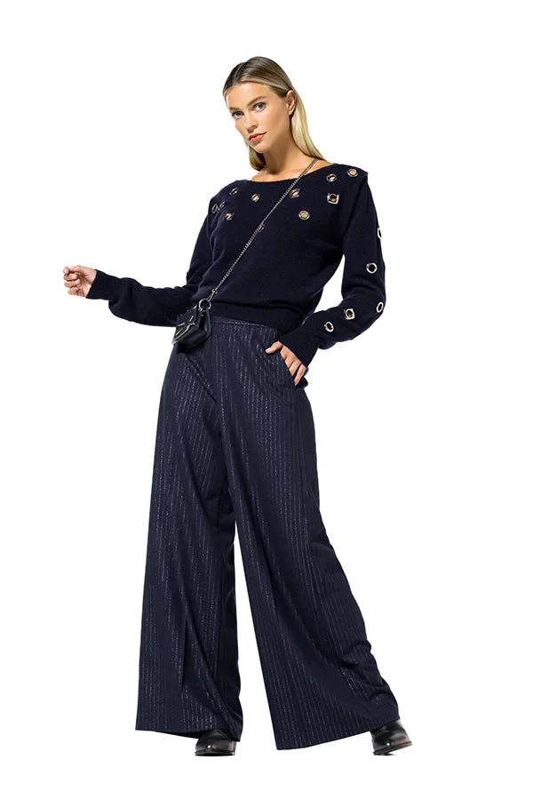 Caroline Biss NAVY RING PULLOVER