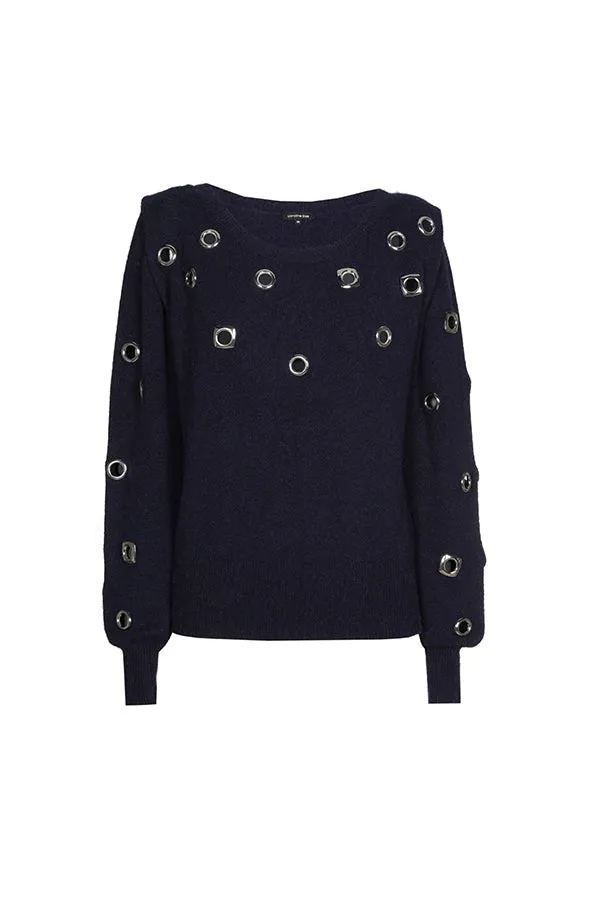 Caroline Biss NAVY RING PULLOVER