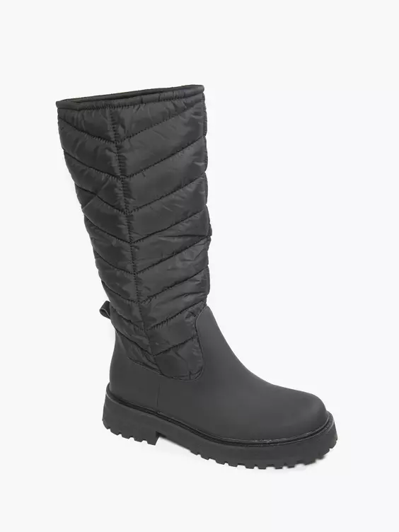 Catwalk  Black Quilted Rubberised Winter Boot