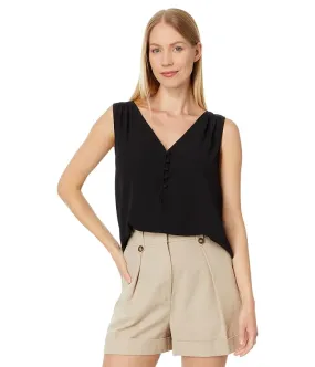 CeCe Half Button-Down Sleeveless Tank Top