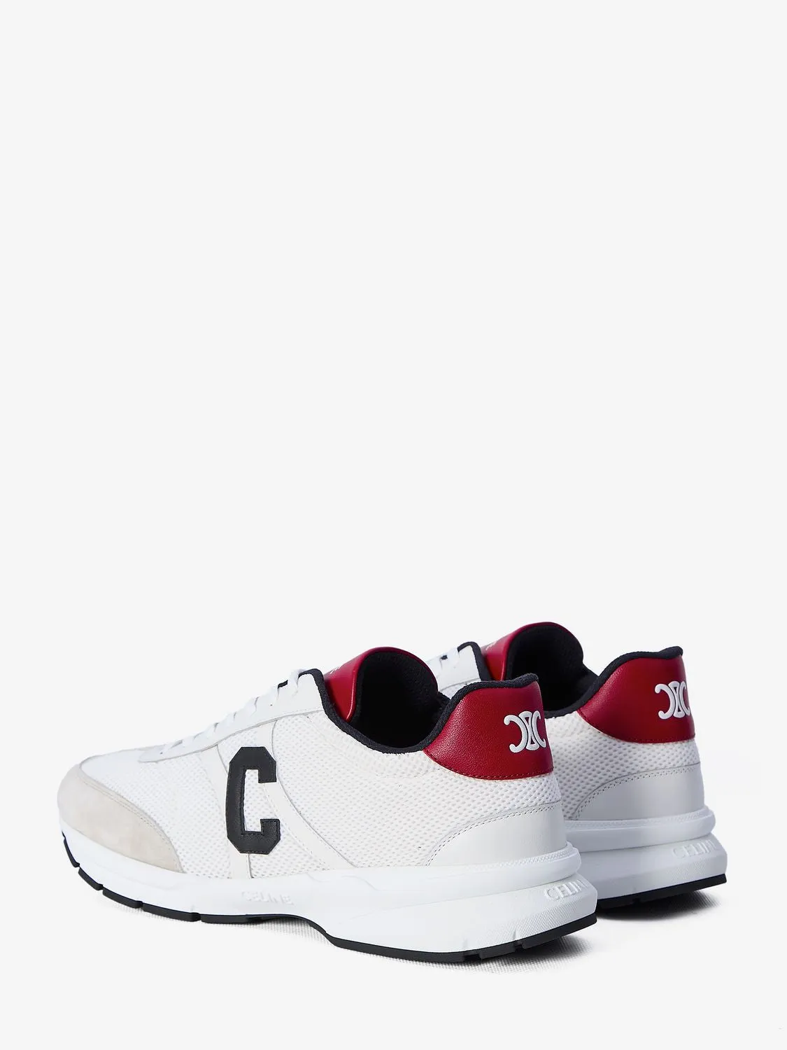 CELINE Tri-Color Fusion Sneakers in Mesh, Calfskin, and Sued