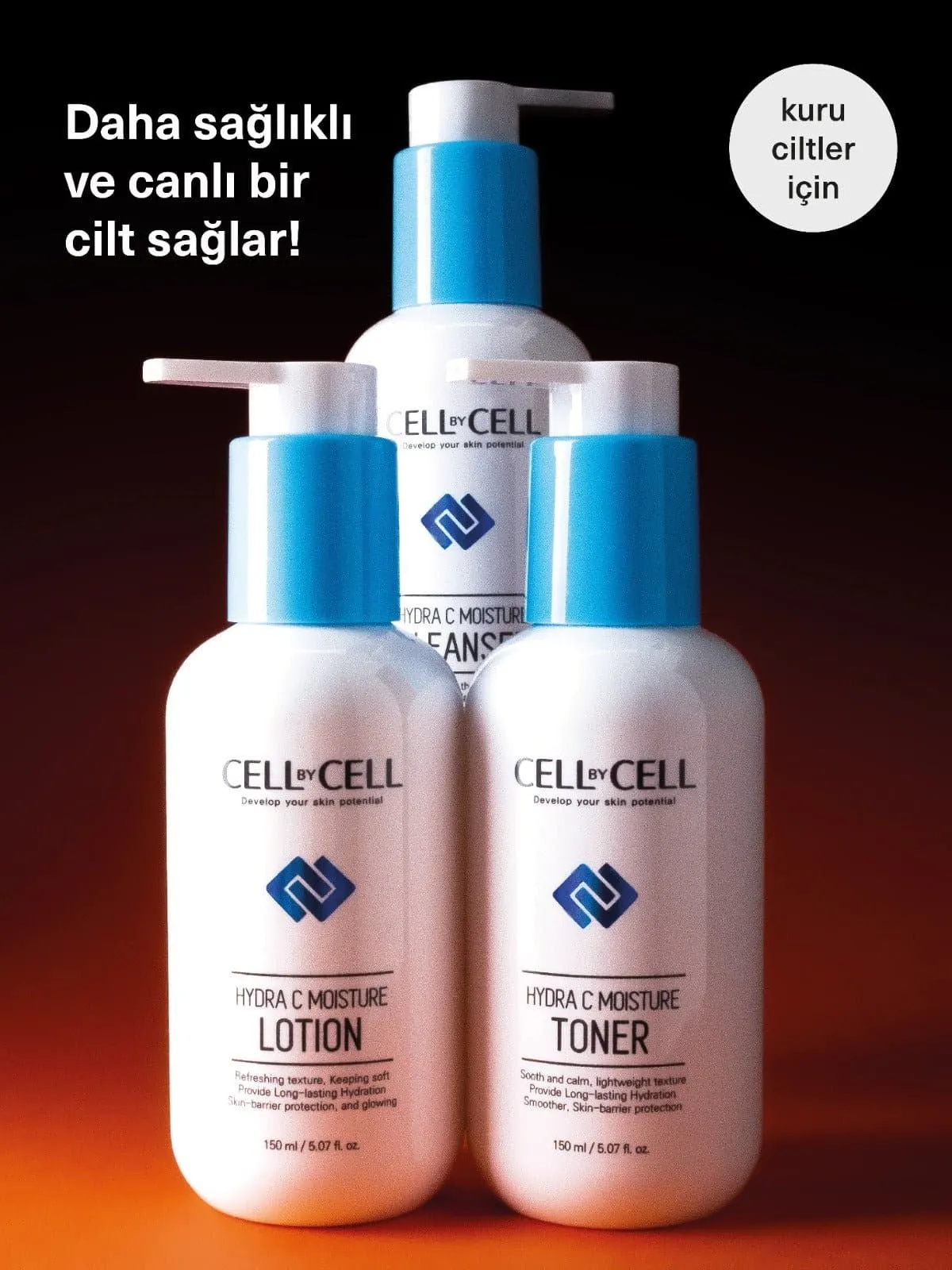 CELL BY CELL Hydra C Moisture Lotion/Toner/Cleanser - 150 ml*3