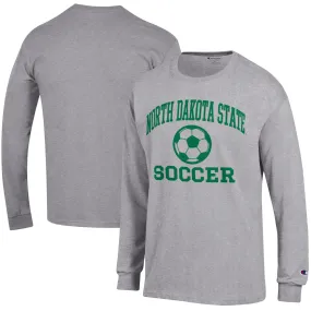 Champion NDSU Bison Heather Gray Soccer Icon Long Sleeve T-Shirt