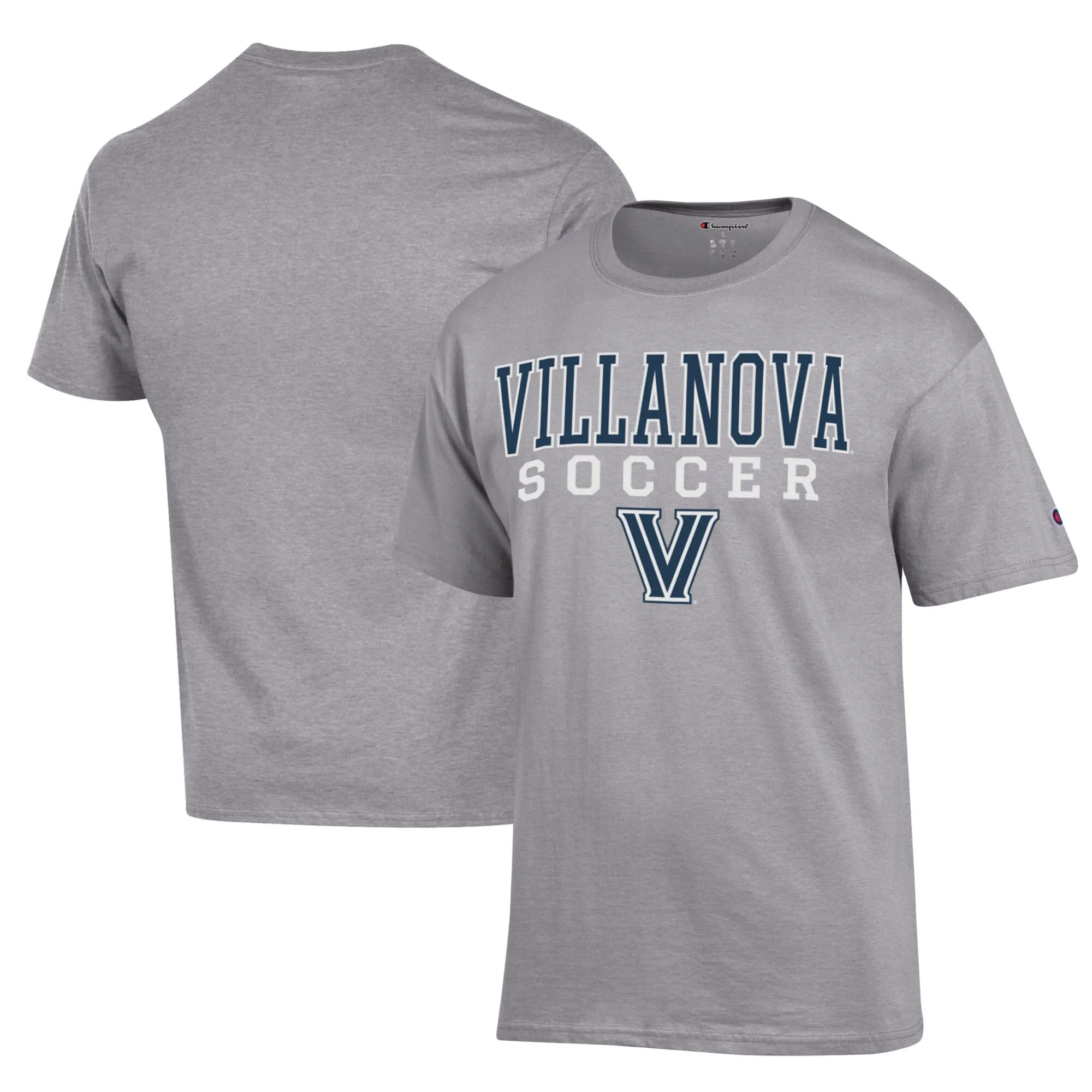 Champion Villanova Wildcats Gray Soccer Stack Logo Powerblend T-Shirt