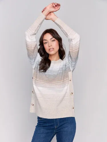 Charlie B Crew Neck Sweater with Side Buttons