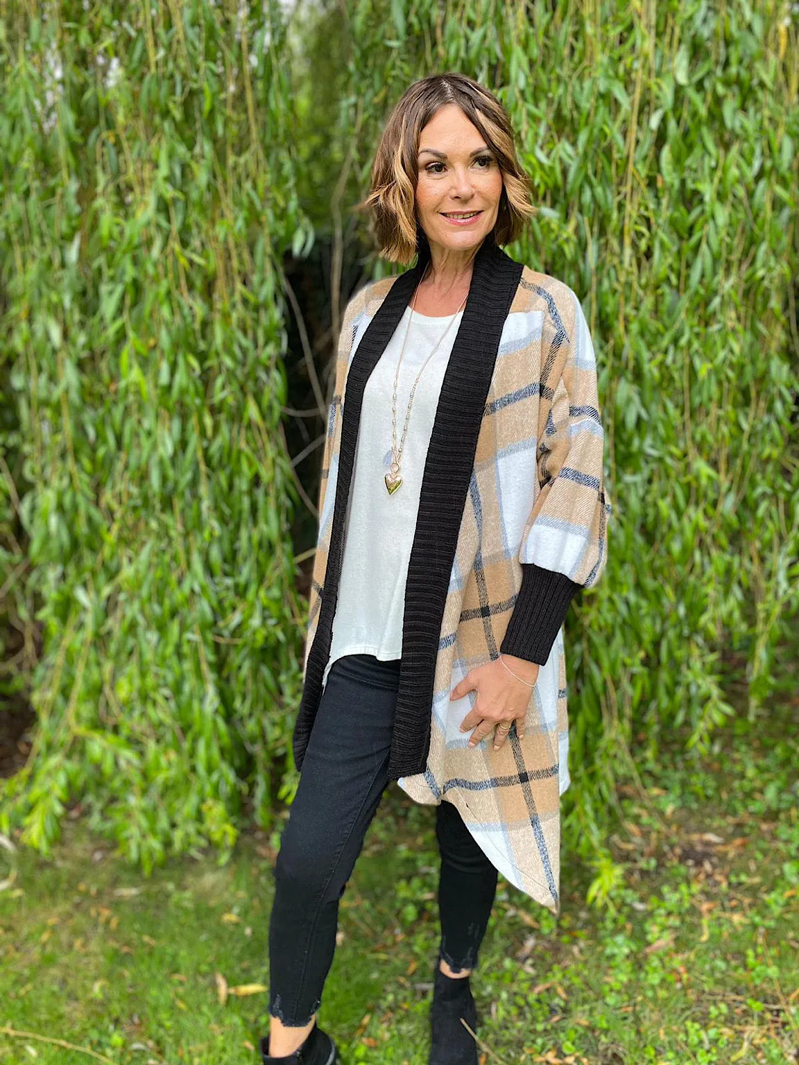 Checked Waterfall Cardigan Connie