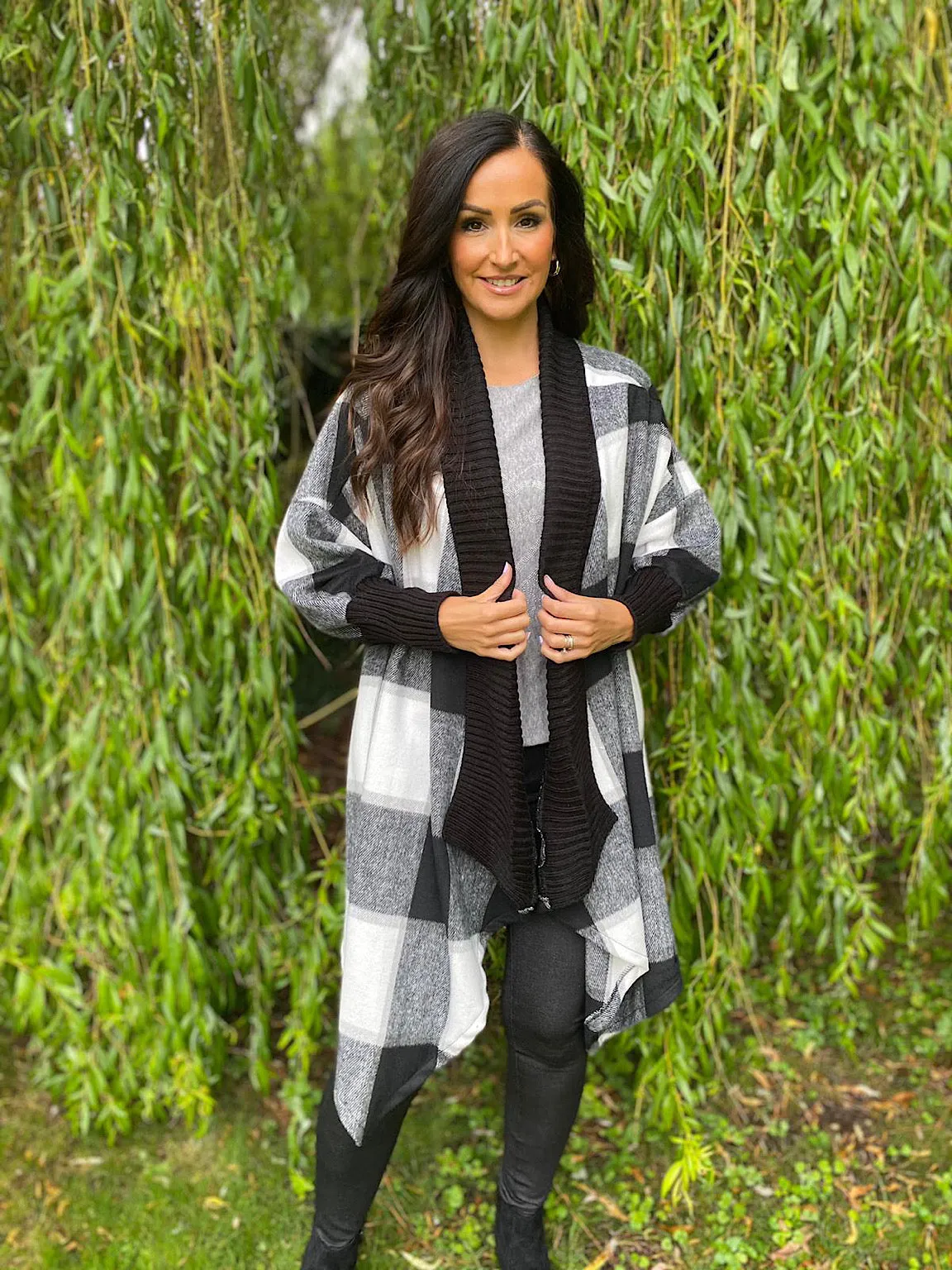 Checked Waterfall Cardigan Connie