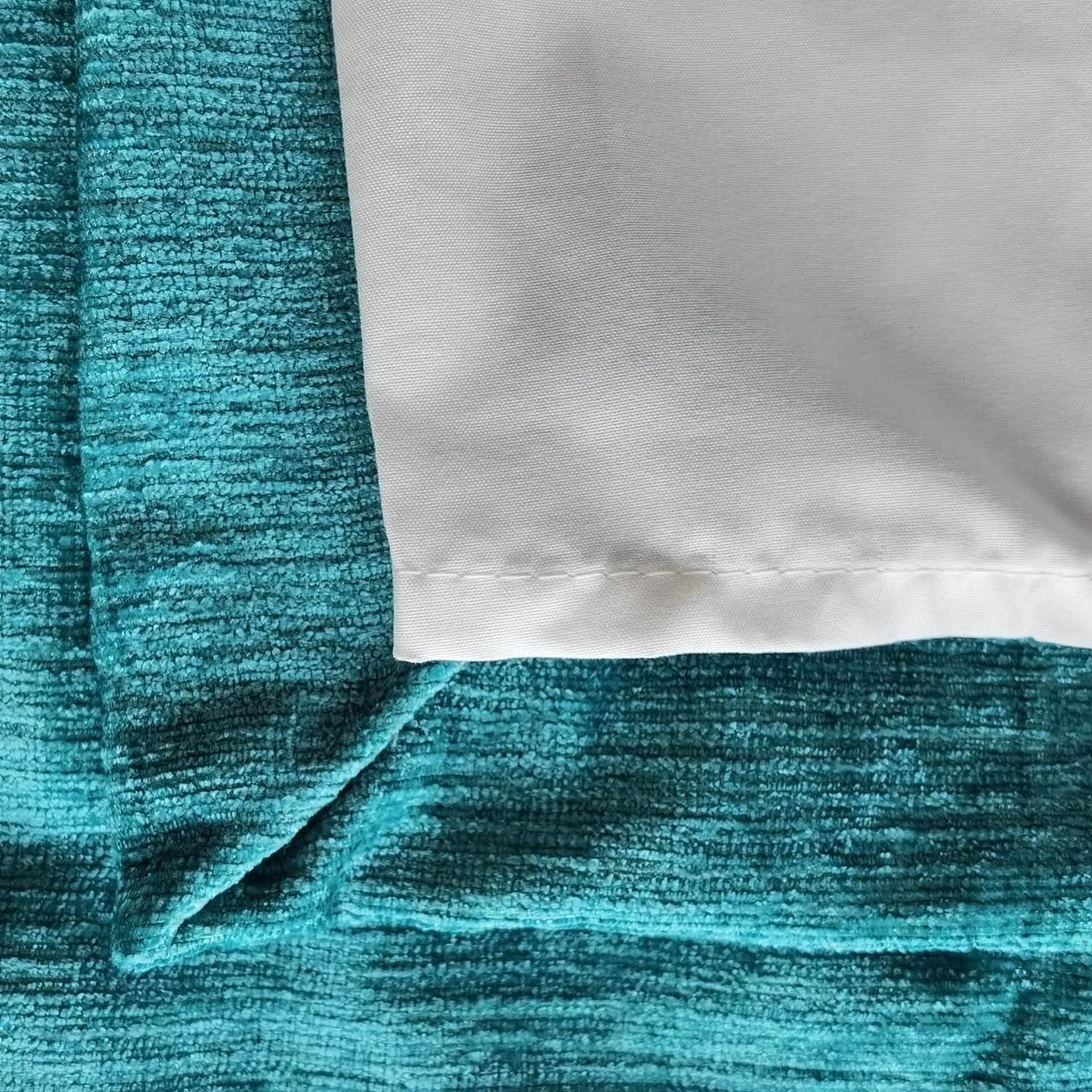 Chenille Eyelet Readymade Curtains - Turquoise