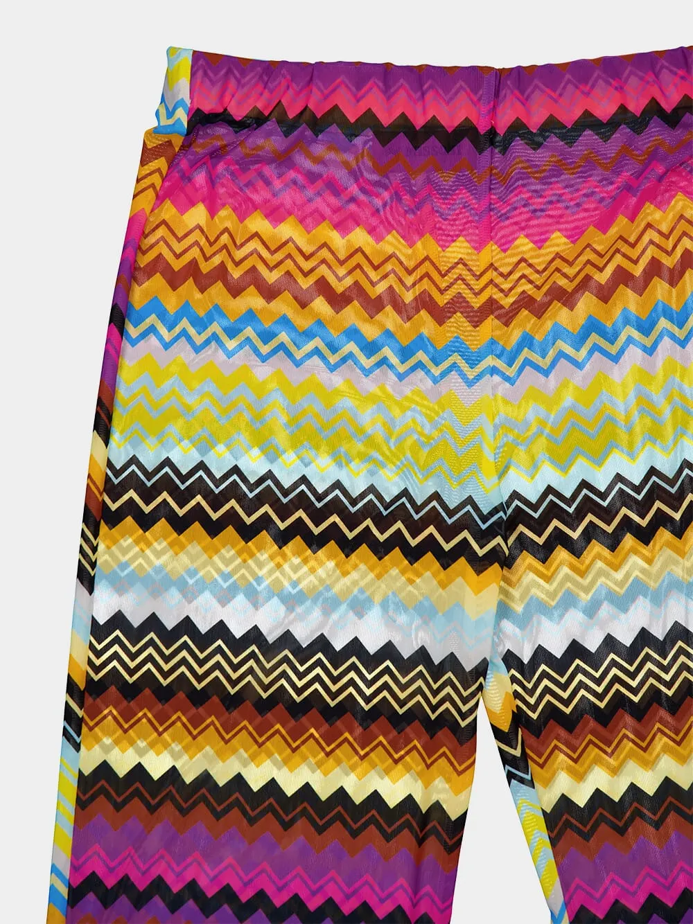 Chevron-Print Flared Beach Trousers