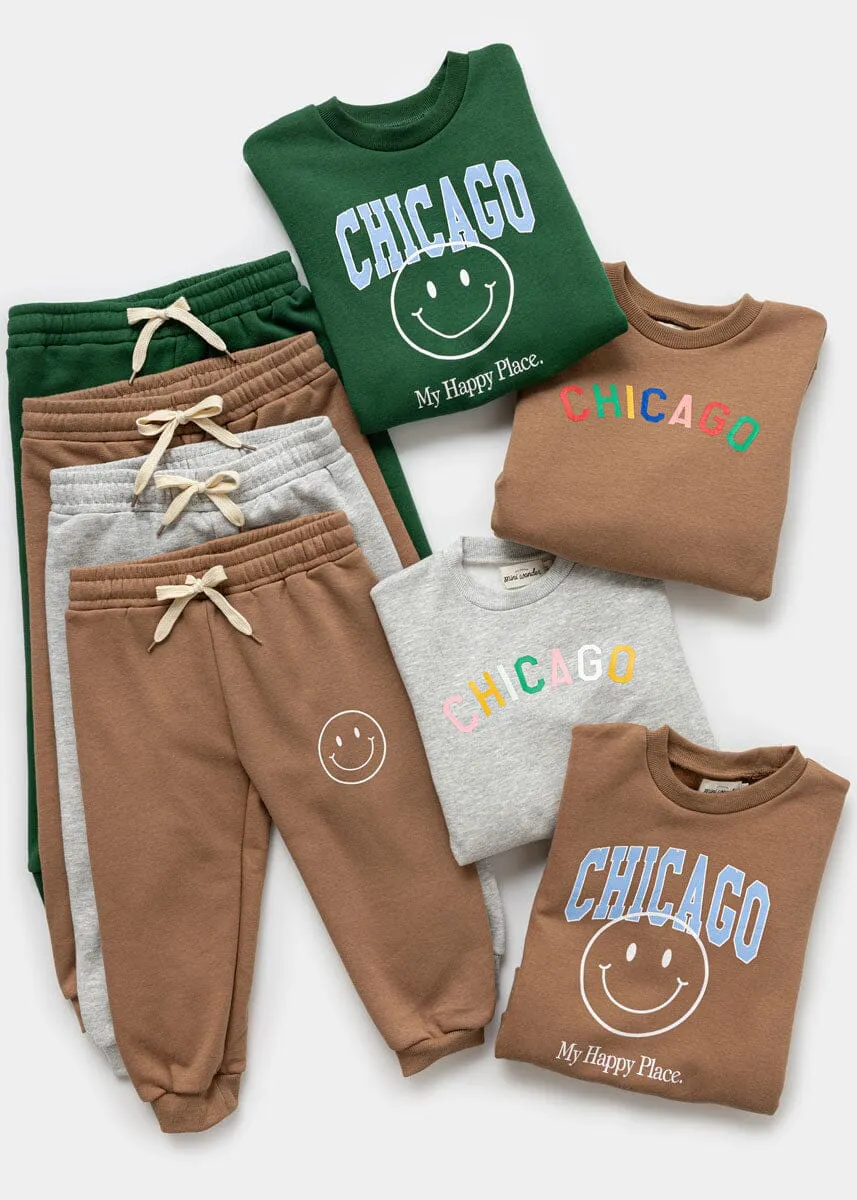 Chicago, My Happy Place Fleece Sweat Set - Toffee