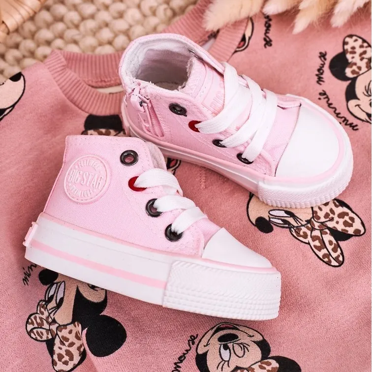 Children's High Sneakers With a Zipper Big Star HH374191 Pink