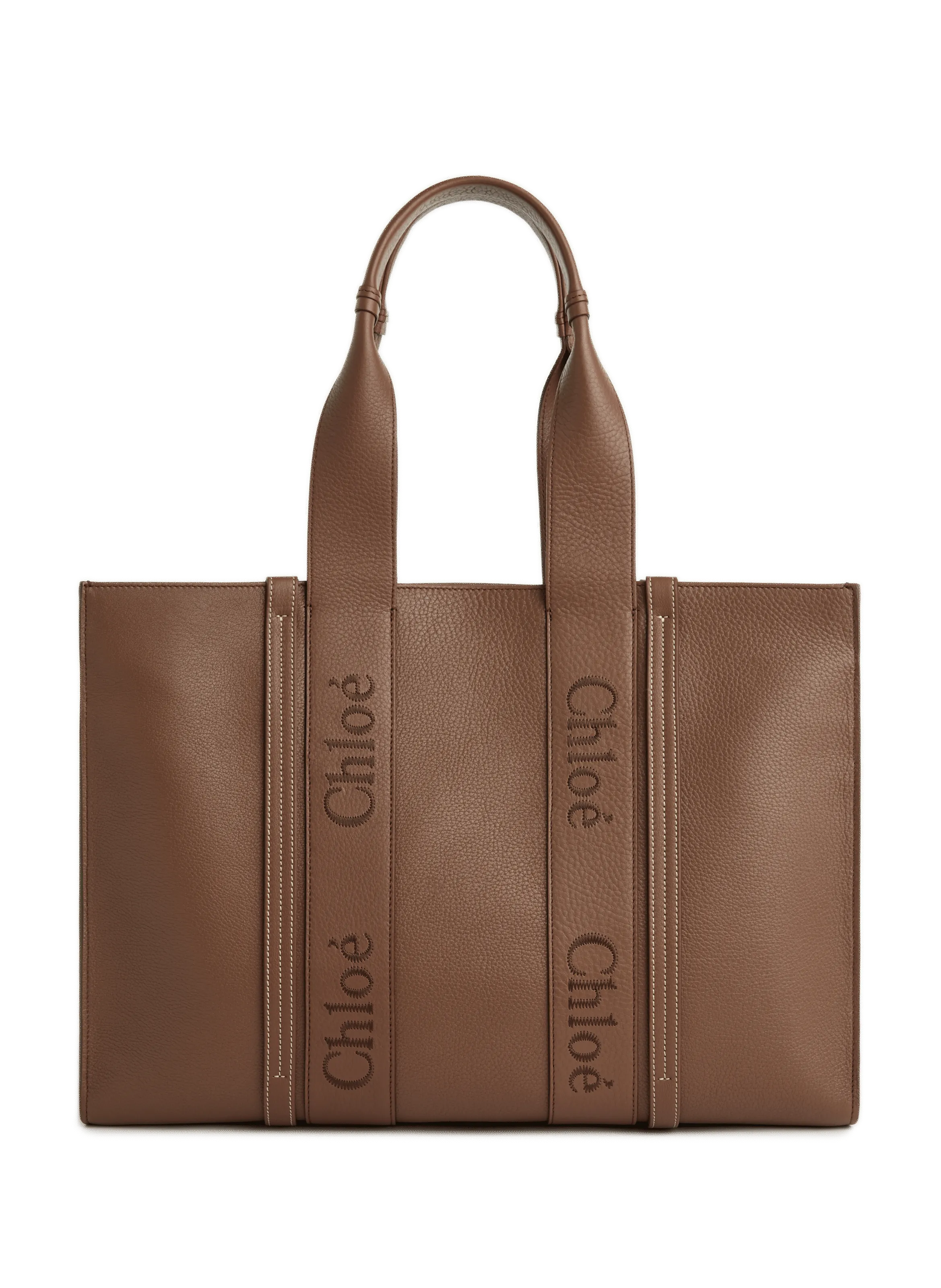 CHLOÉ  Woody leather tote bag  - Brown