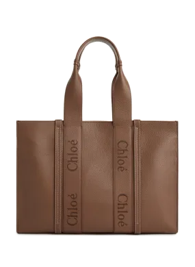 CHLOÉ  Woody leather tote bag  - Brown