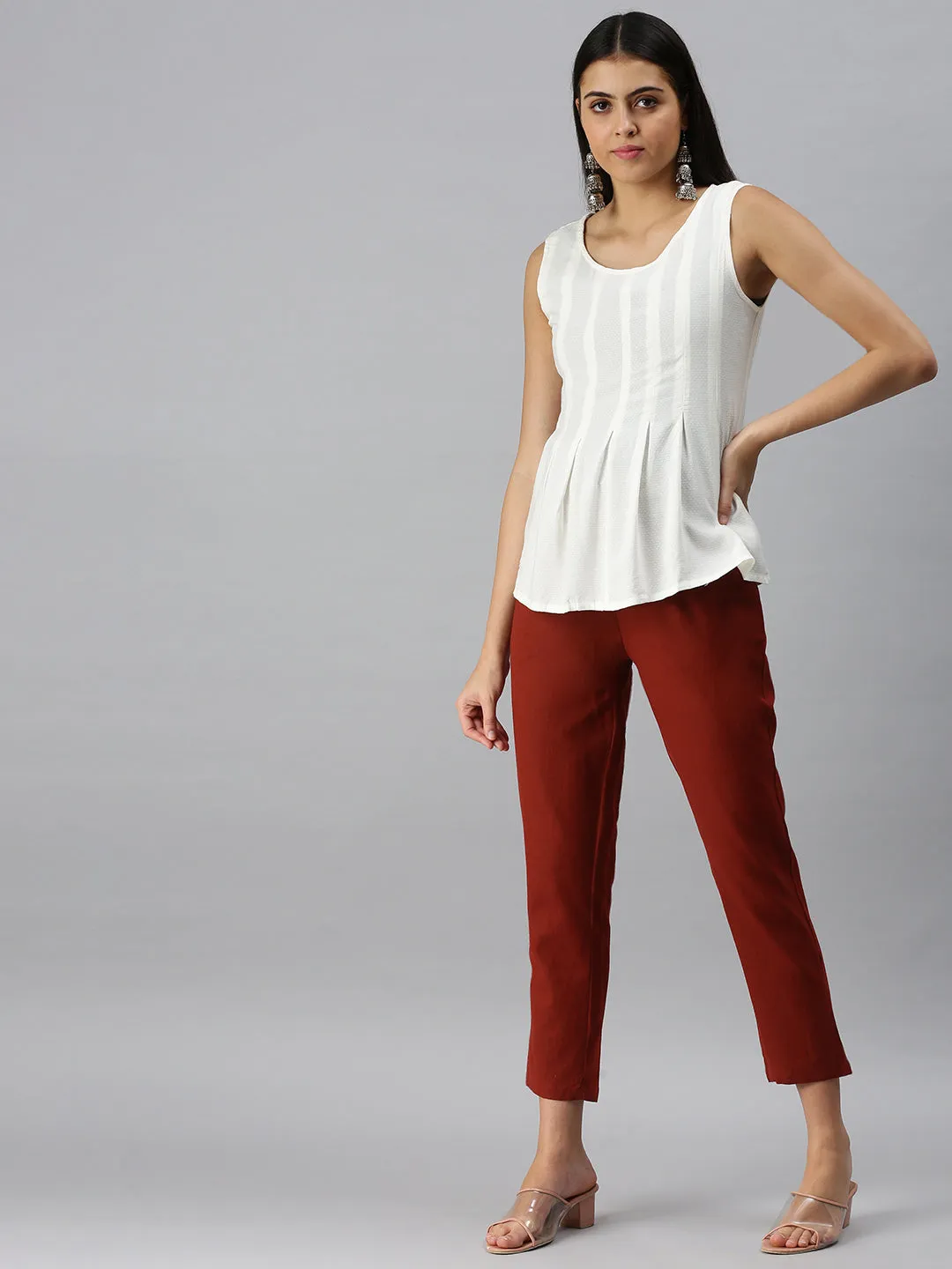 Cigarette Pant-Brick Red