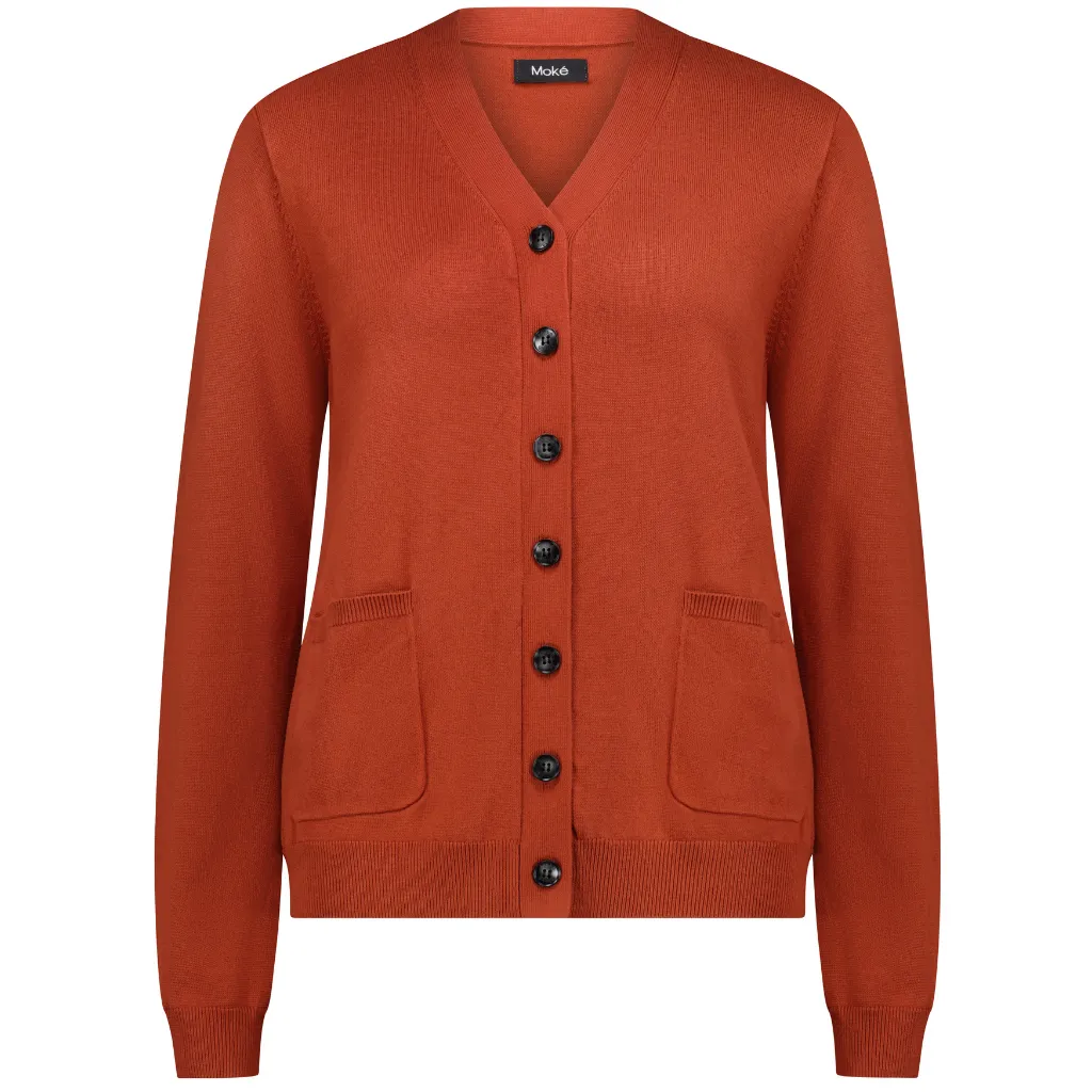 Claire Women's Button Up Cardigan || Intense Rust