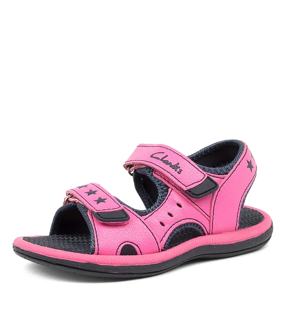 CLARKS Flip Tot Fuchsia-navy