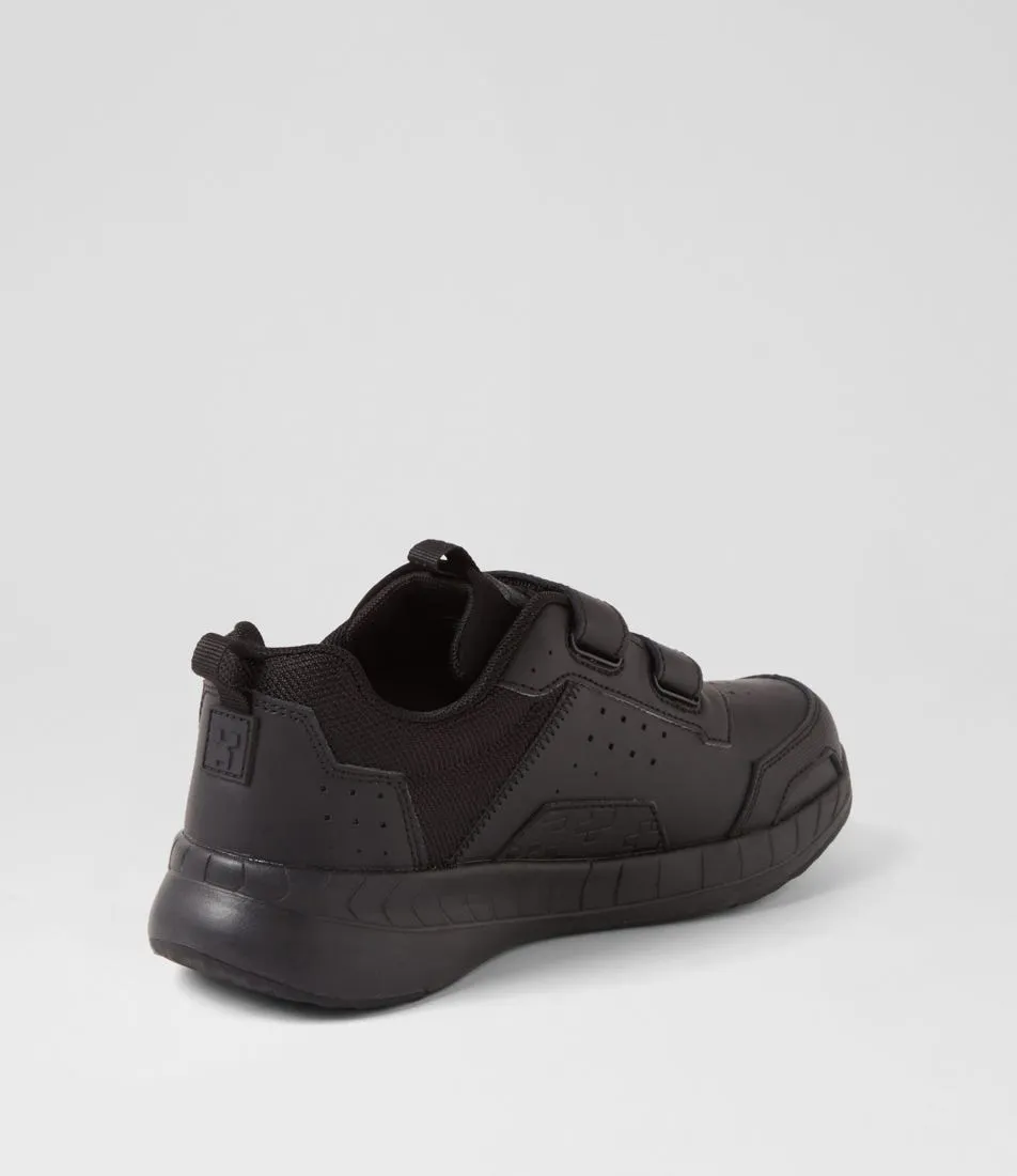 CLARKS Hendy Jnr Adj Mc Black Leather Sneakers