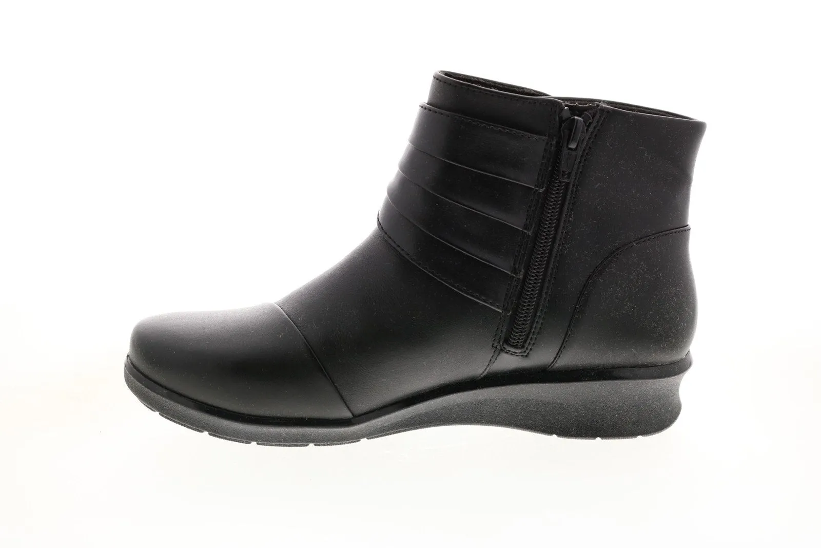 Clarks Hope Twirl 26145278 Womens Black Leather Zipper Ankle & Booties