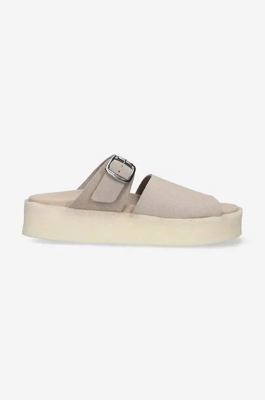 Clarks suede sliders Originals Crepe Slide women's beige color 26172568