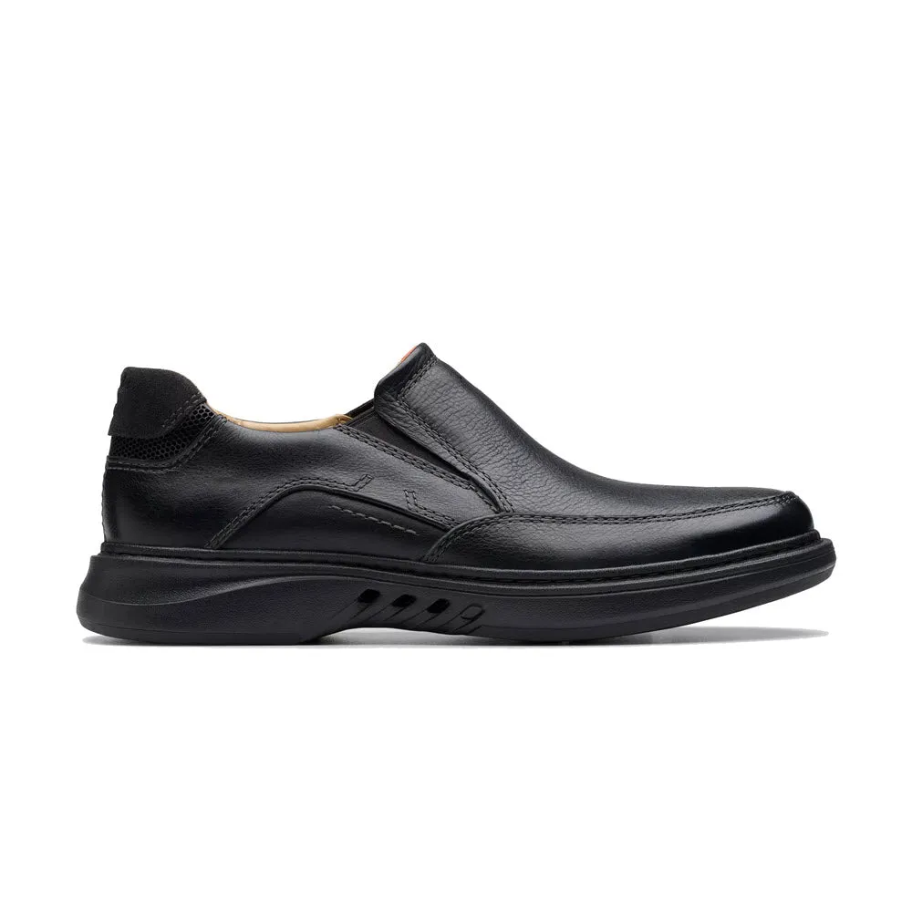 CLARKS UN BRILEY STEP SLIP ON BLACK LEATHER - MENS