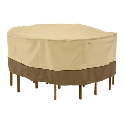 CLASSIC ACCESSORIES VERANDA ROUND PATIO TABLE & CHAIR SET COVER - DURABLE AND WATER RESISTANT OUTDOOR FURNITURE COVER, LARGE (78