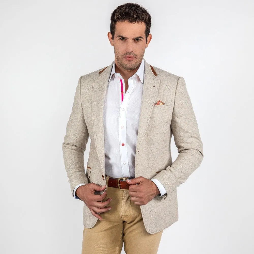 Claudio Lugli Slim Vintage Monaco Car Racing Lining Tailored Jacket CL2323 Beige