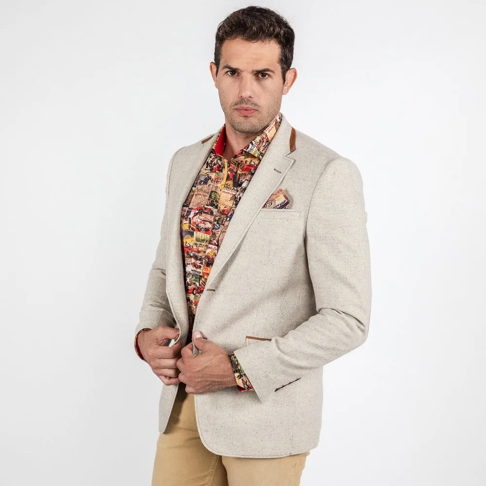 Claudio Lugli Slim Vintage Monaco Car Racing Lining Tailored Jacket CL2323 Beige