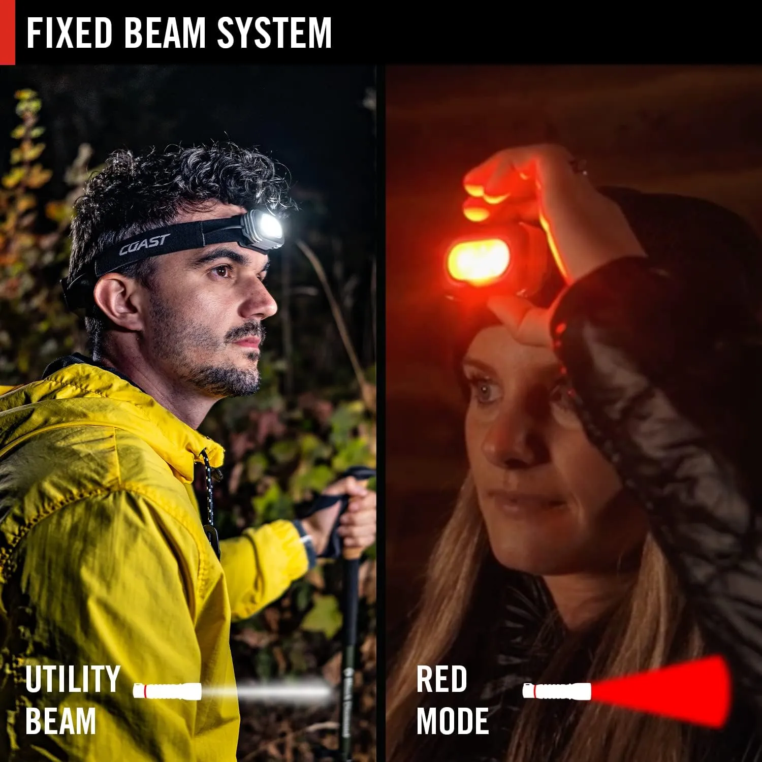 COAST 560 Lumen Dual Color LED Headlamp with Flood and Spot Beams RL10