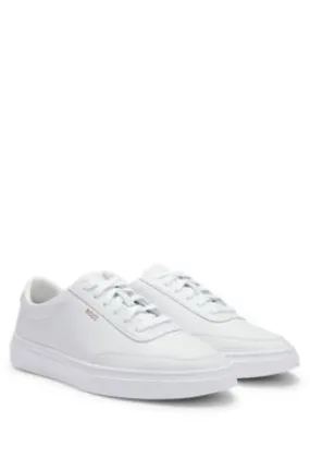 Coated-leather trainers with gold-tone logo