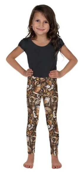 Coffee Shop Print Kid's Leggings