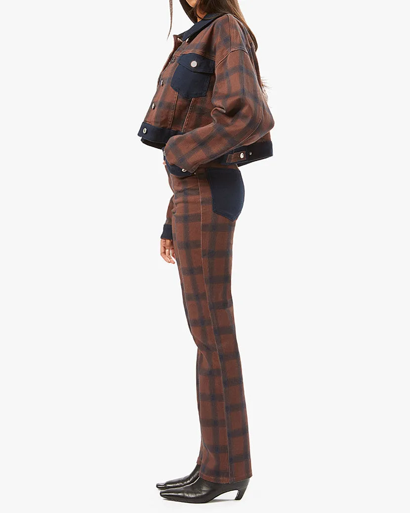 Color Block Modern Plaid Stretch Twill Icon Jeans | Cacao French Navy