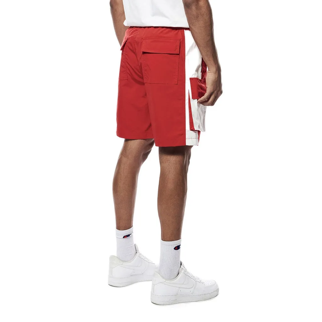 Color block Utility Windbreaker Shorts - Red