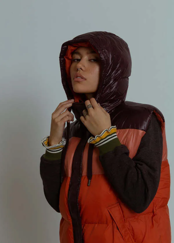 Color Block Vest - Brick/Apricot/Bordeaux
