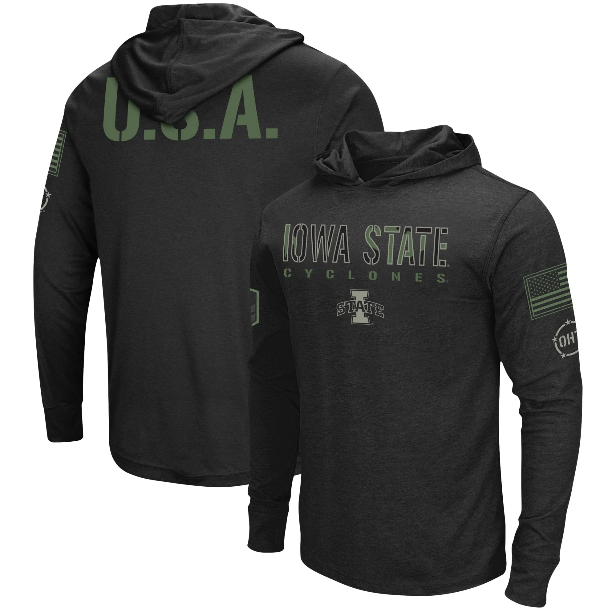 Colosseum Iowa State Cyclones Black OHT Military Appreciation Team Hoodie Long Sleeve T-Shirt