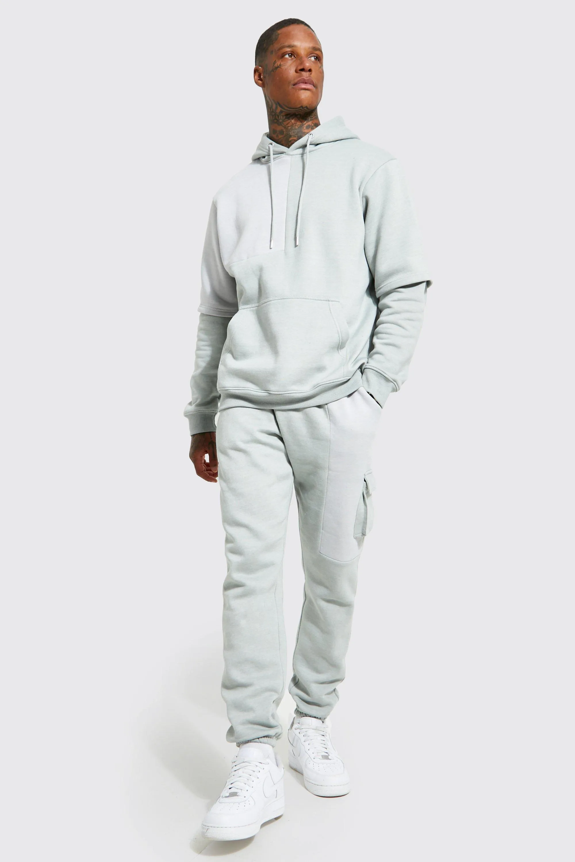 Colour Block Faux Sleeve Hooded Tracksuit | boohooMAN UK
